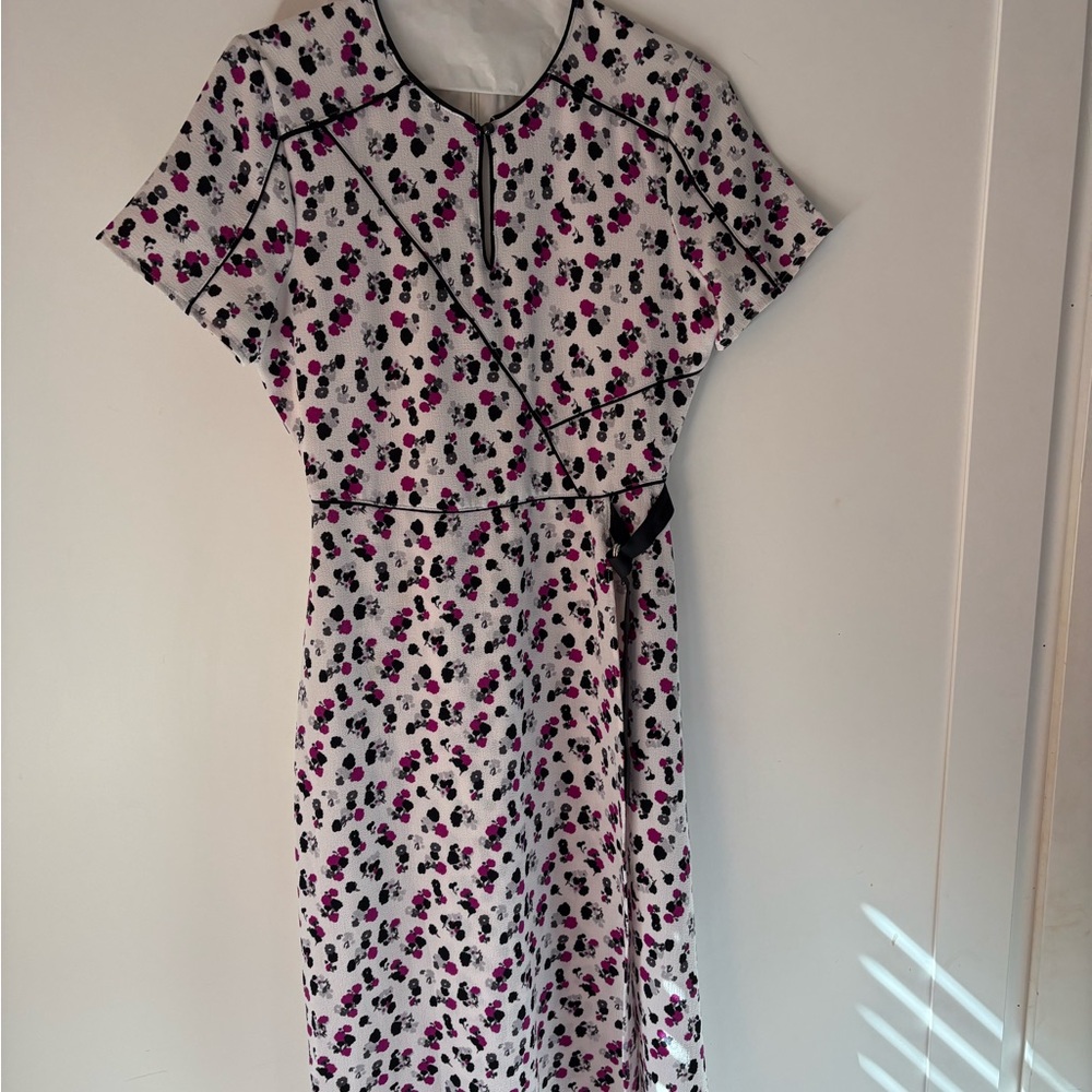 Eva Mendes for New York & Company Black and Pink Floral Midi Dress